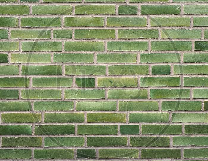 Wide 4K Green Brick Wall Background