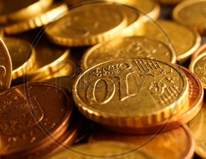 Coins Background. Euro Coins. Cent Coins. Euro Cents