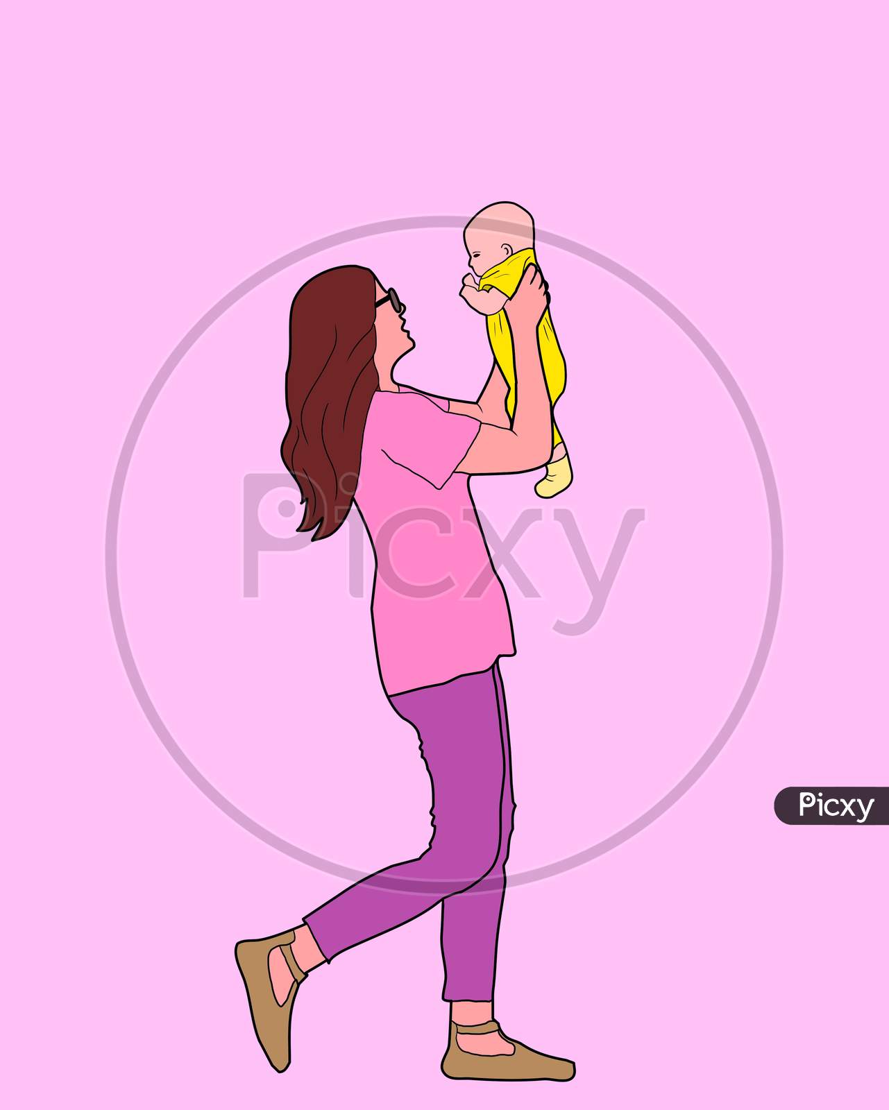 Isolated Mother And Child Illustration Created For Mothers Day