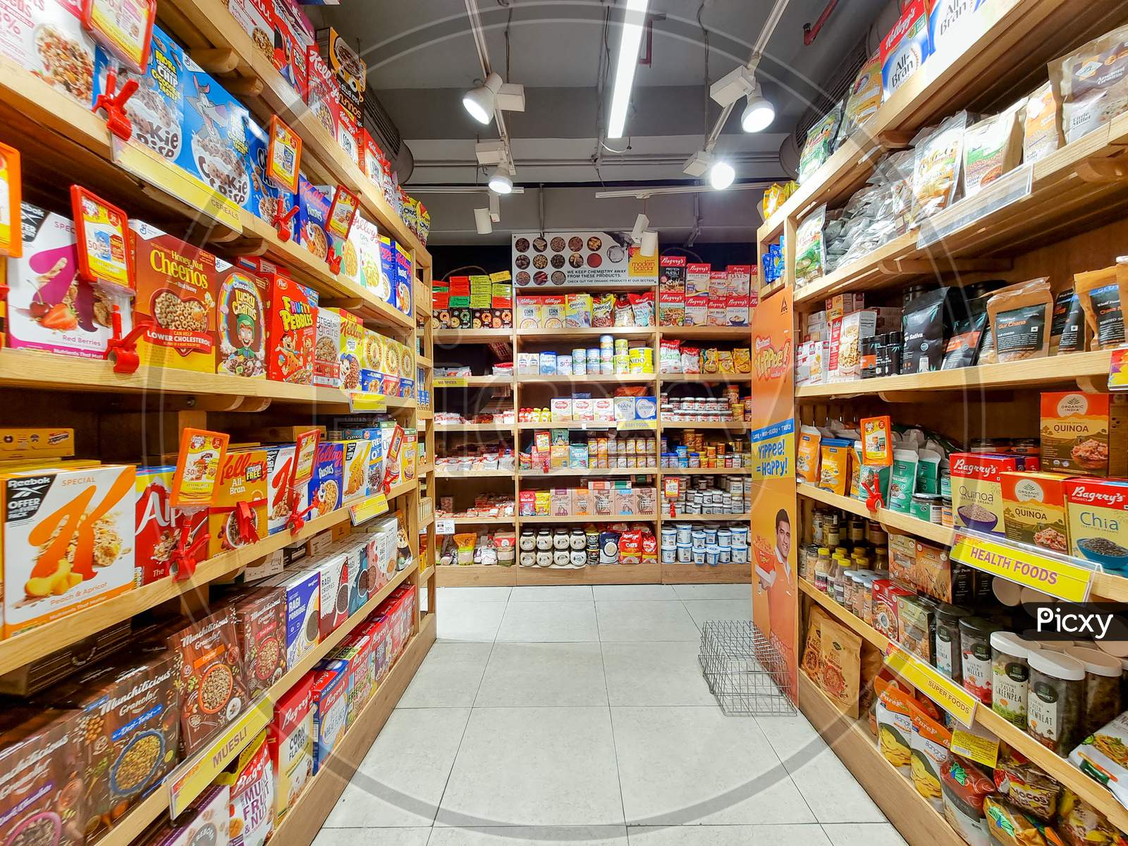 Fmcg Products On Shelf With Colorful Packaging Showing Easy To Make And Eat Products Health Foods And More Made By Companies Like Unilever, Nestle, Kellogs And More
