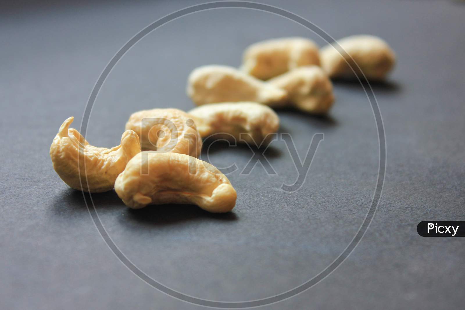 Cashew Nuts In A Line