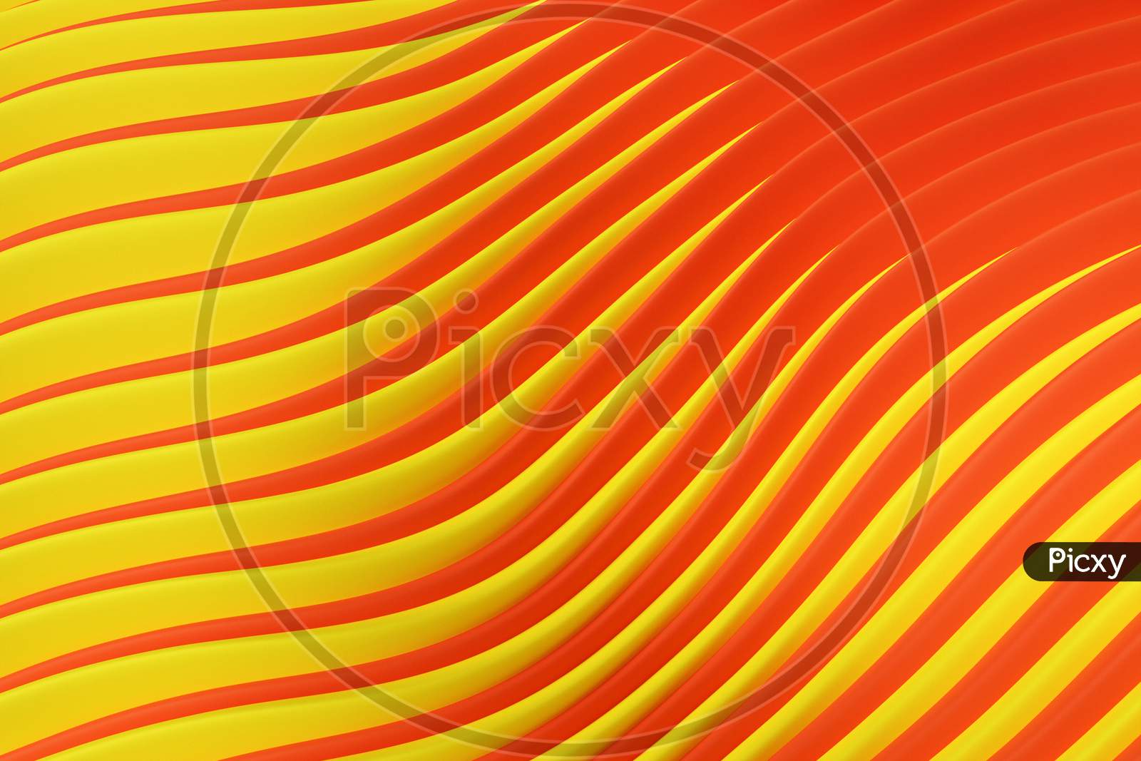 3D Illustration Of Rows  Yellow, Orange  Portal, Cave .Shape Pattern. Technology Geometry  Background.