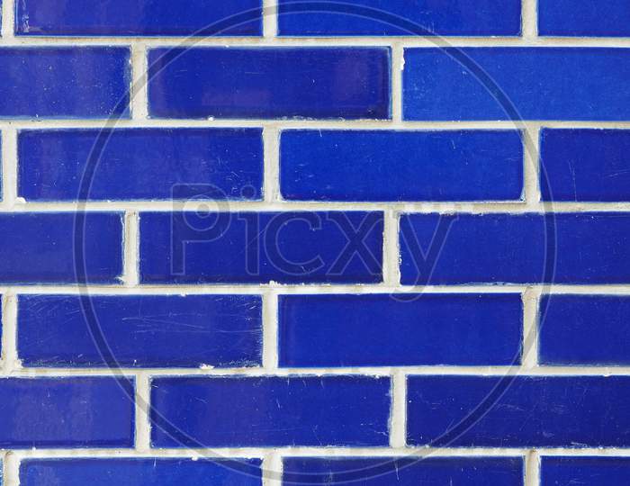 Wide 4K Blue Brick Wall Background