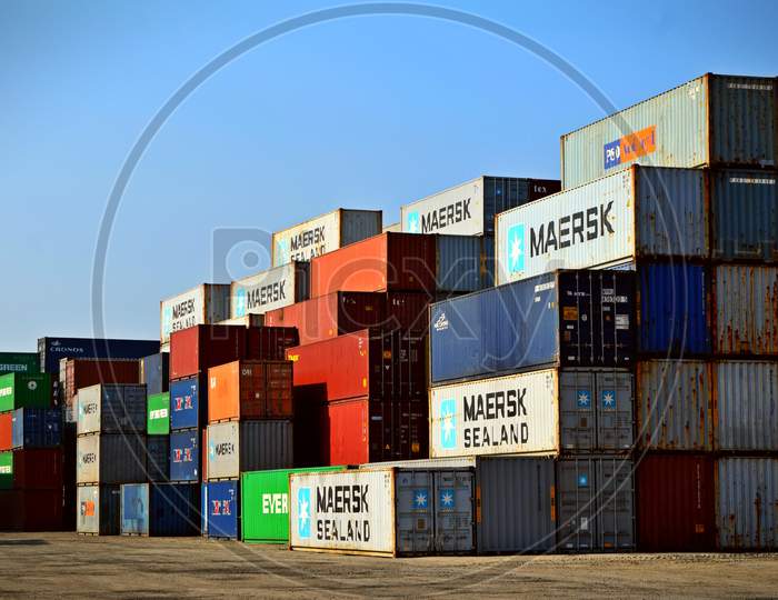 containers in shipping yard