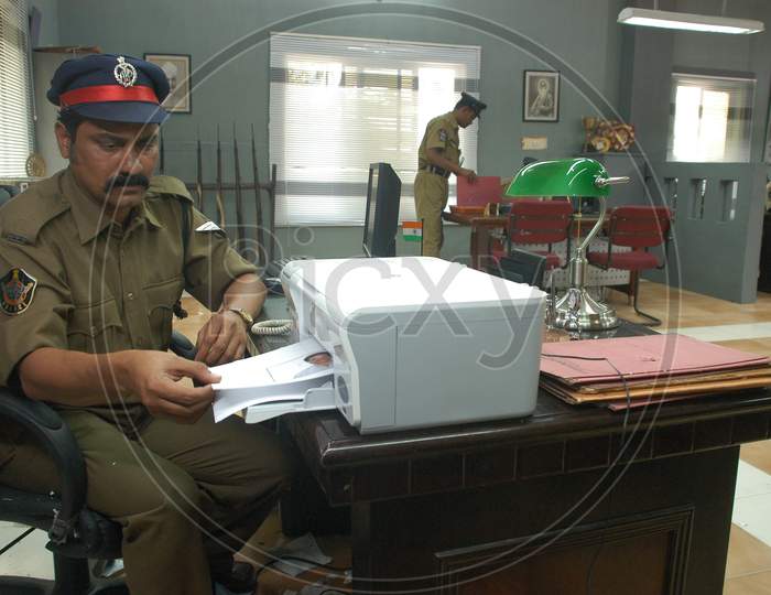 Indian Police Officer on duty