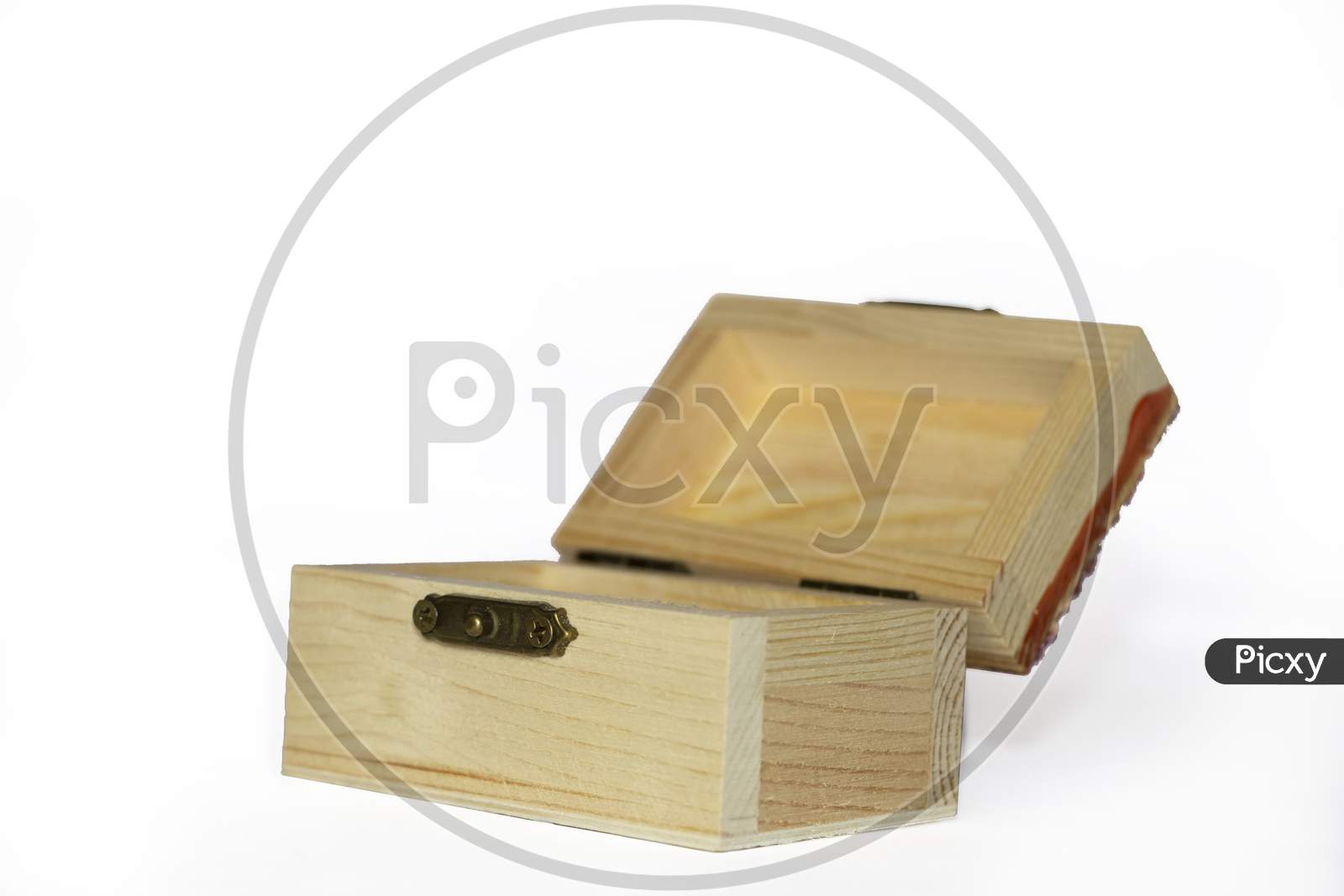 Small Wooden Box With Hinged Lid