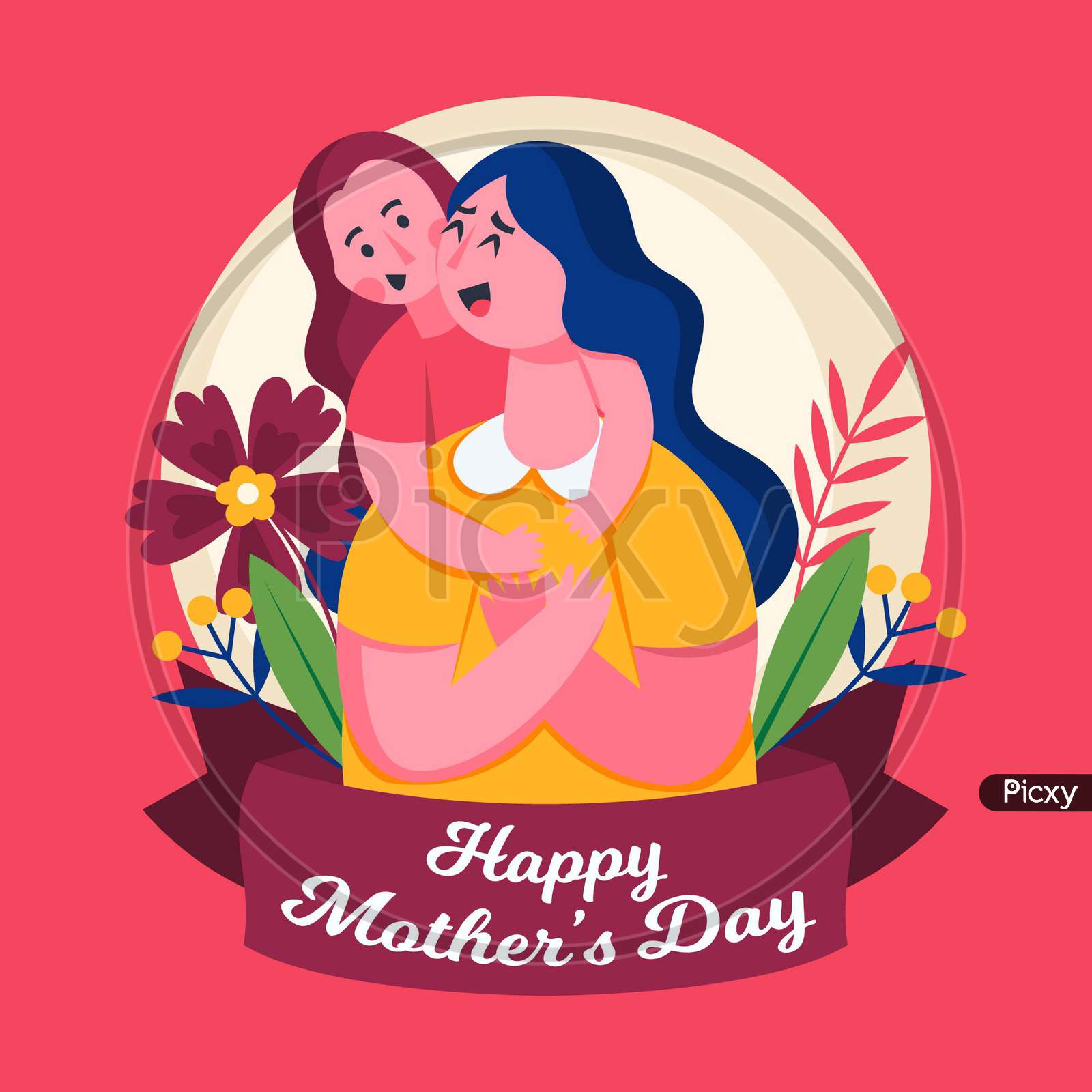 Mother's Day  I Love You Mom Wishes, Greeting, Banner
