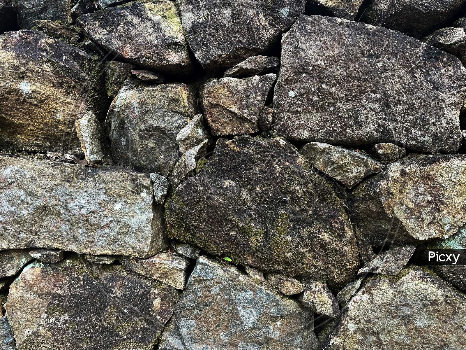 Image Of Dry Rubble Masonry For Construction.