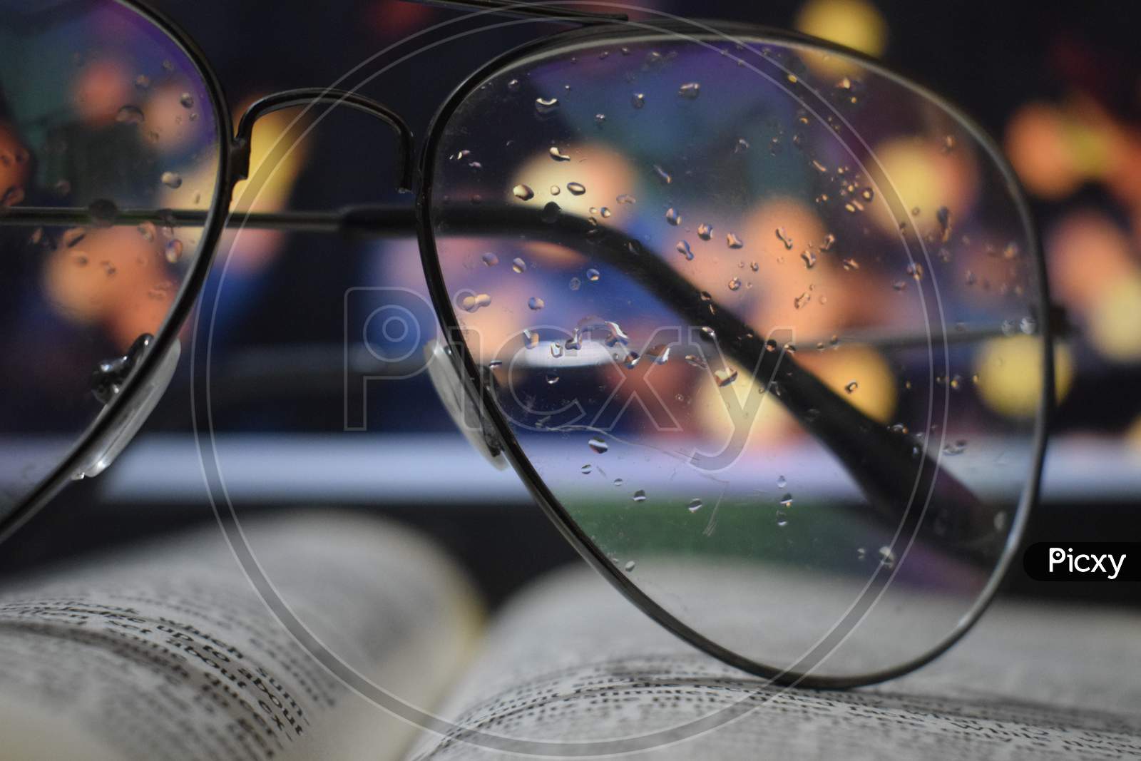 glasses with water drops on it
