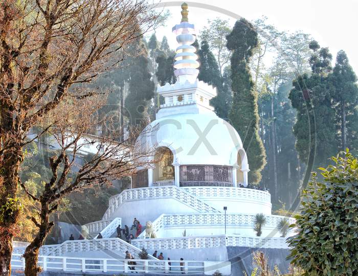 Peace pagoda Buddist temple in Darjeeling