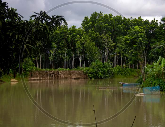 Bangladesh Is A Riverine Country. A Calm Clear Beautiful Small River. A Picture Of The River Nature Of Bangladesh.