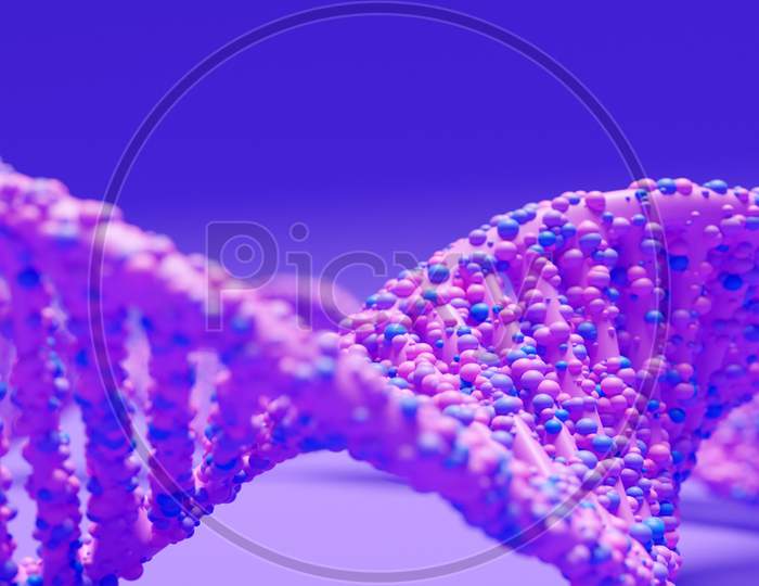 3D Illustration Of A  Science Template, Abstract Background With A Dna Molecules. Abstract Technology Science Concept Dna Futuristic