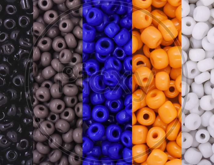 Colorful Beads Background. Background Pattern Of Multicolor Beads.Palette Of Colors Beads.
