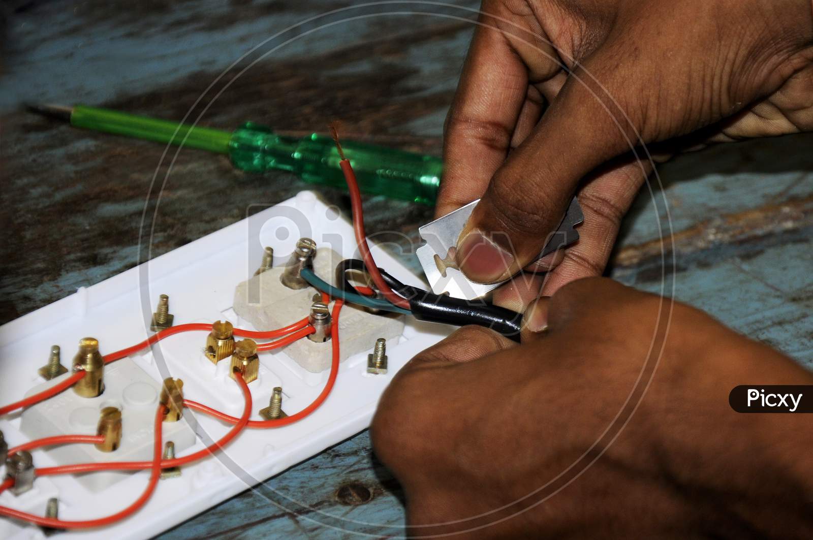 Electrician Working Safely On Switches And Sockets Of A Residential Electrical System, Electrical Equipment