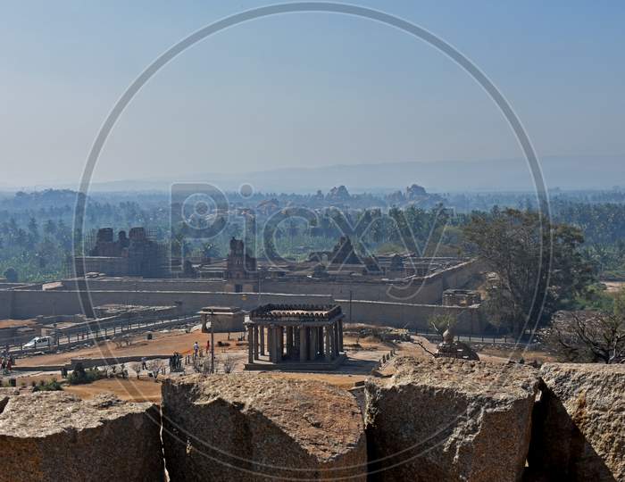 View From  Top  Ganesha Statue, Ancient Architecture From The 14Th Century Vijayanagara Empire At Hampi Is A Unesco World Heritage Site.