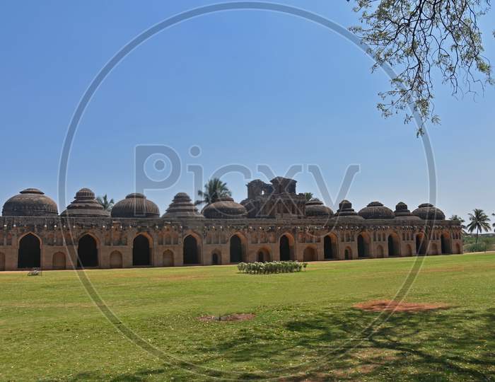 Ancient Ruins Of The Royal Elephant Stables At Hampi From 14Th Century Vijayanagara Kingdom. The Ancient City Of Vijayanagara, Hampi, Karnataka, India.