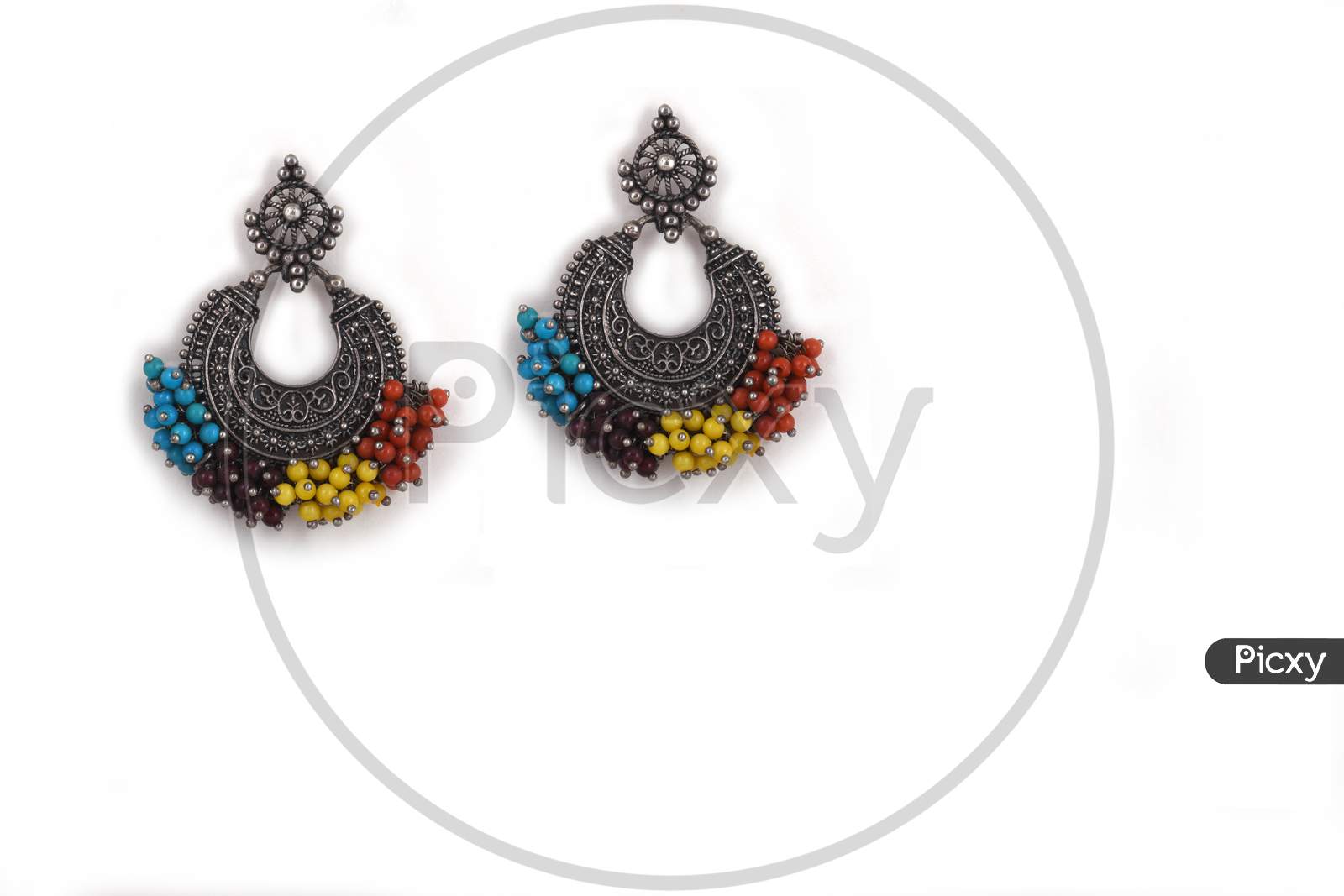 Sadiya Baby Pink And Silver Oxidized Earrings – AG'S