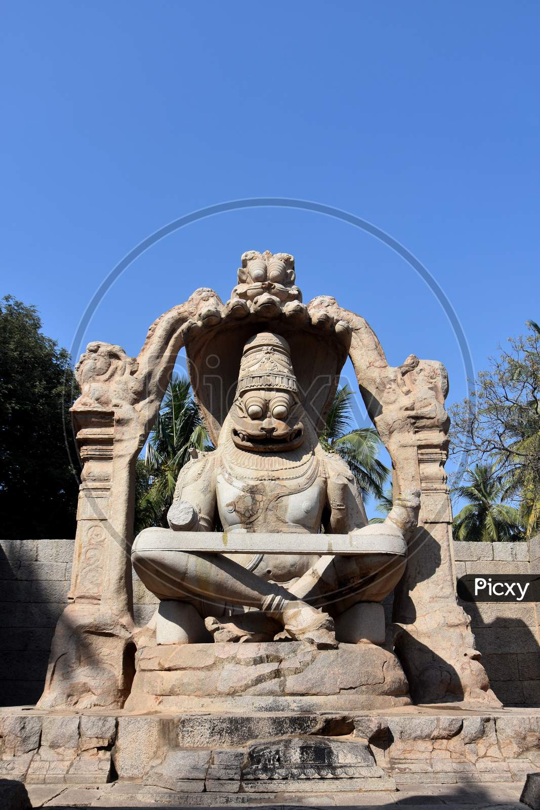 Lakshmi Narasimha Temple Or Statue Of Ugra Narasimha, Hampi. The Speciality Of The Sculpture Is That It Is The Largest Monolith Statue In Hampi.