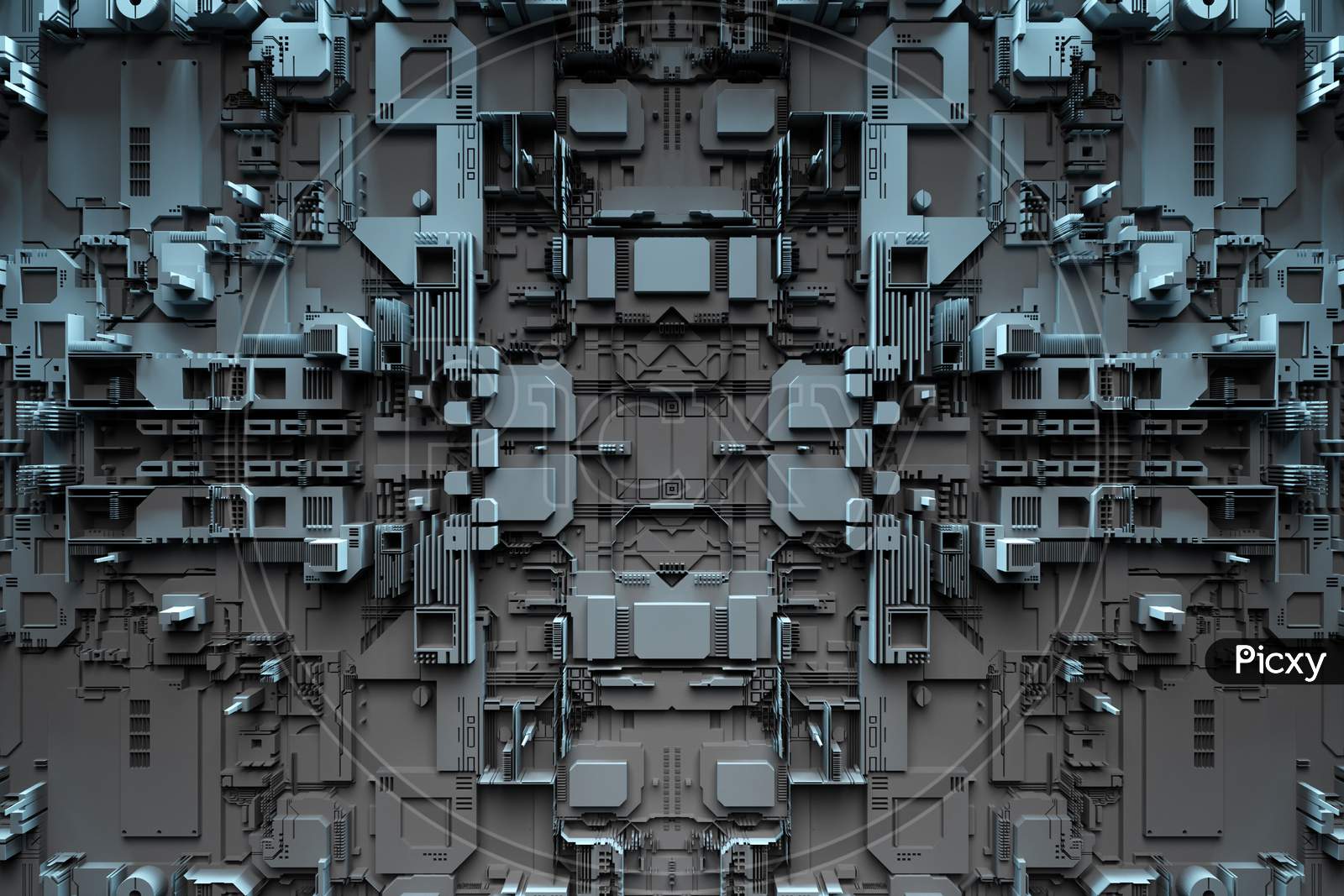 Image of 3D Illustration Of A Realistic Model Of A Robot Or Black Cyber  Armor. Close-Up Equipment For Mining Crypto-Bitcoin; Ether. Video Cards;  Motherboards-WO270683-Picxy