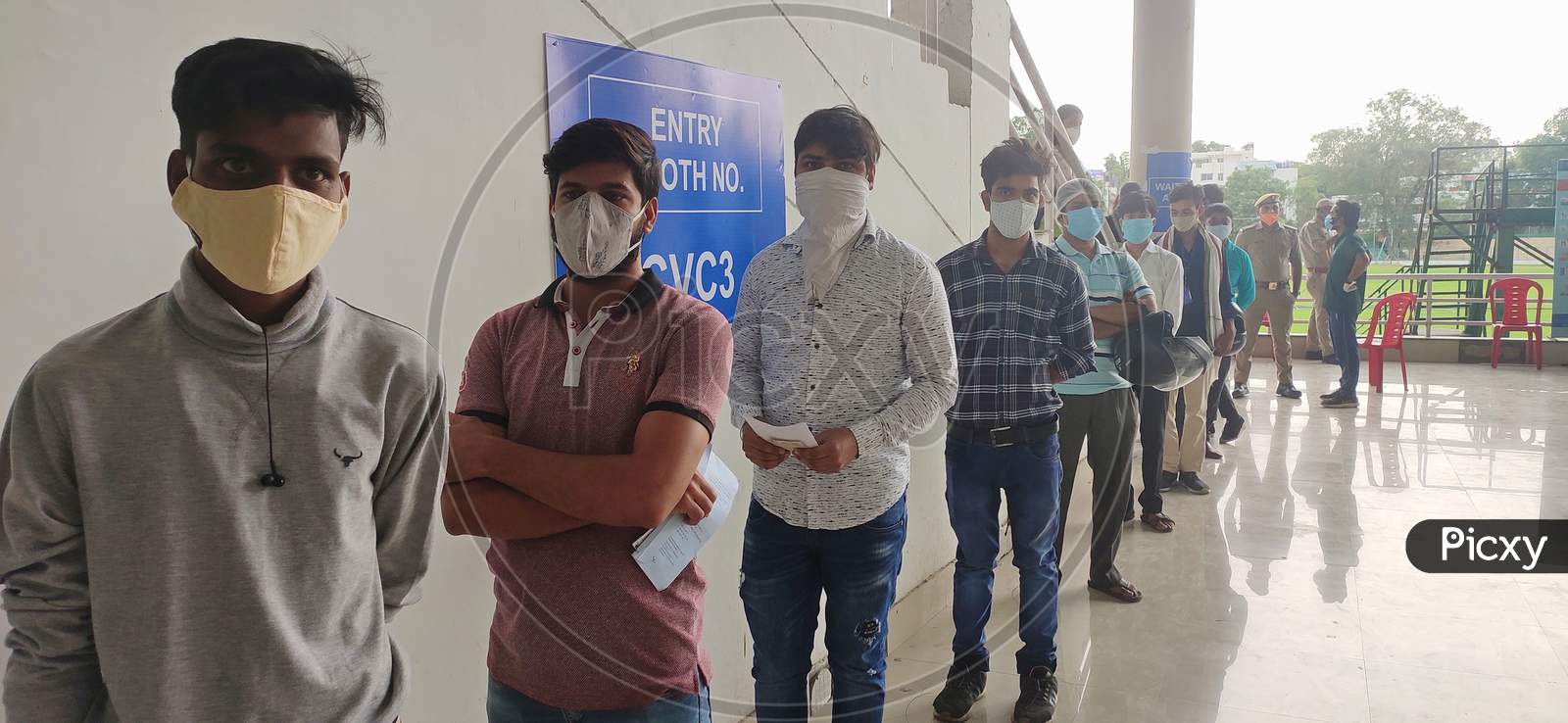 June 10 2021, Kanpur, India. People Wearing Mask And Waiting In Queue To Be Get Vaccinated.