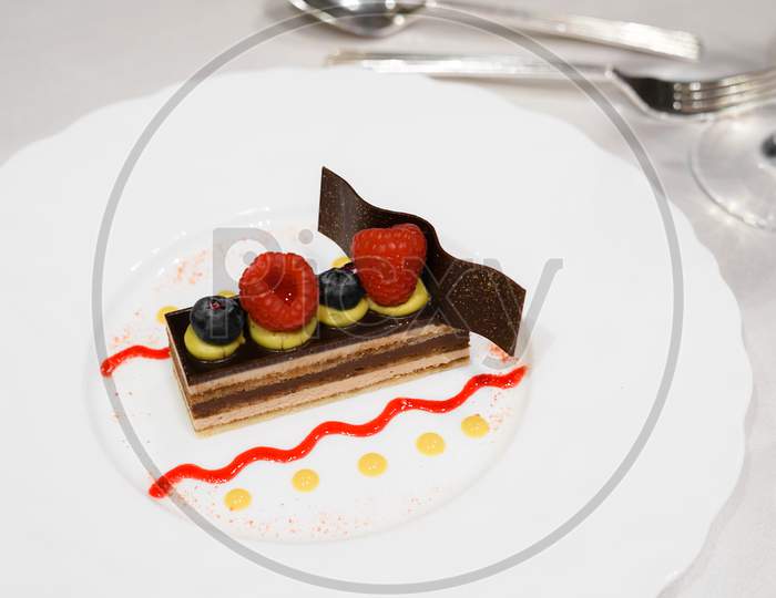 Raspberry And Chocolate Cake Image