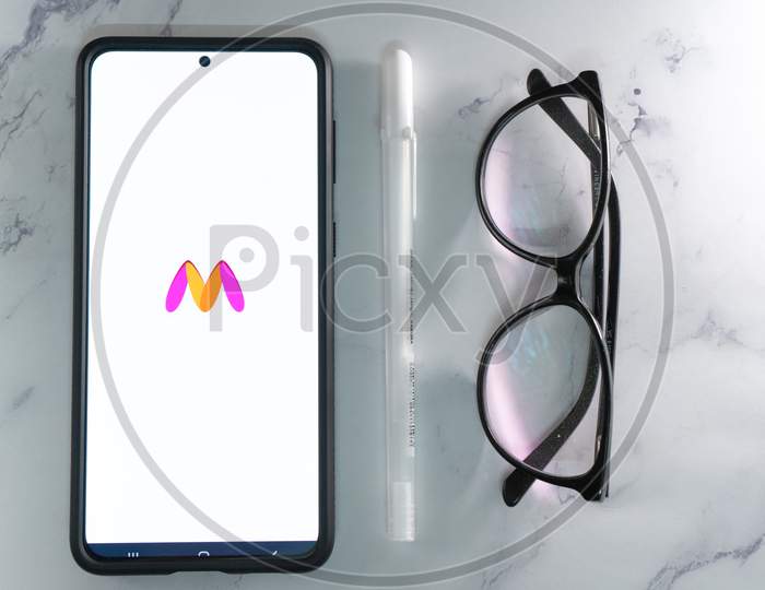 Mobile Phone With Myntra Unicorn Ecommerce Startup For Shopping Dresses, Clothes, Apparel And Designer Items In India Asia