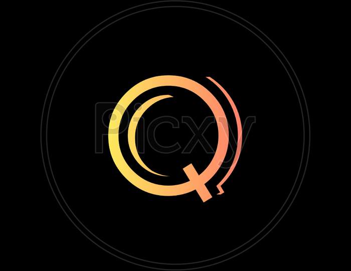 A creative text logo design Q in black background