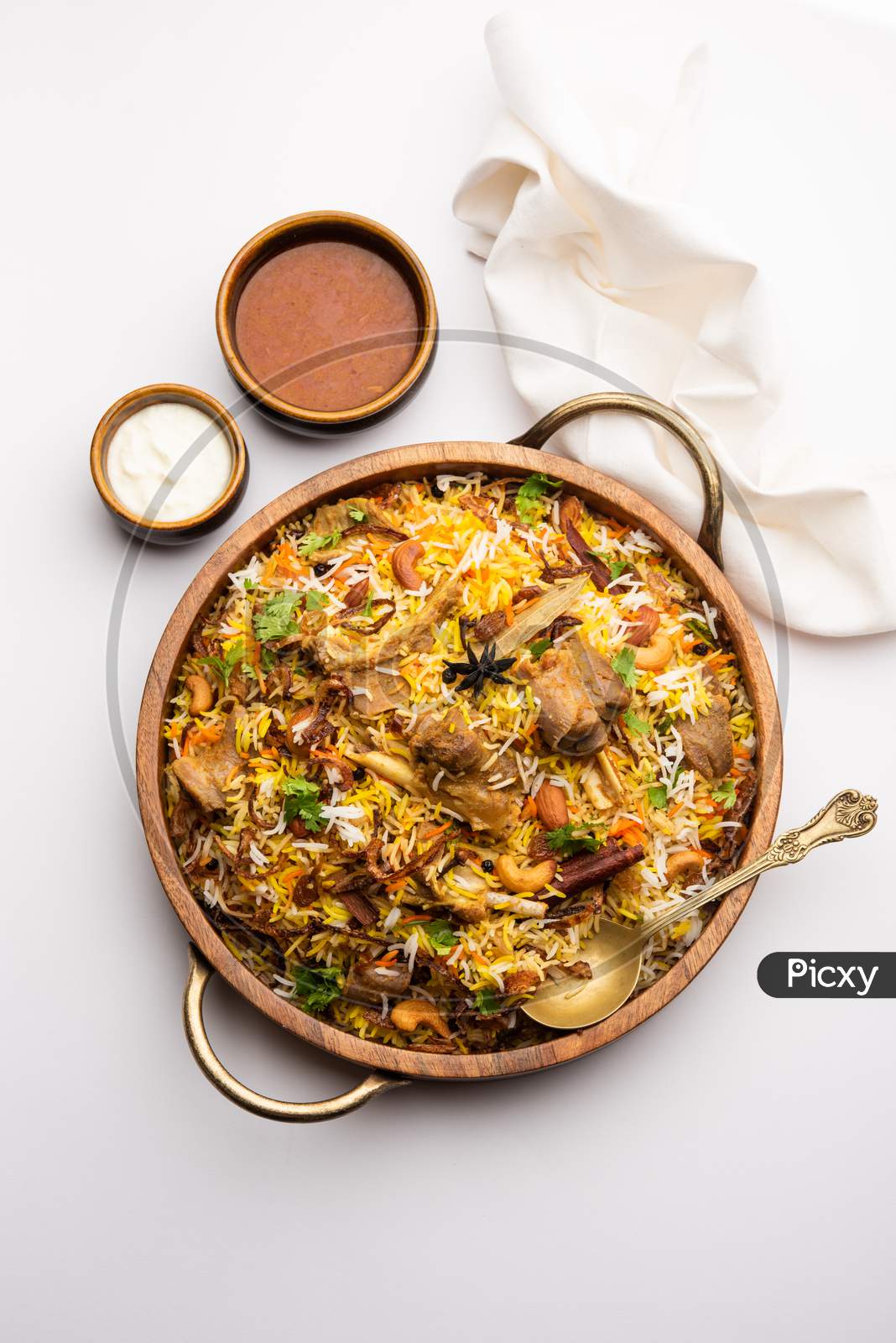 Image of Indian Mutton Biryani Prepared In Basmati Rice Served With