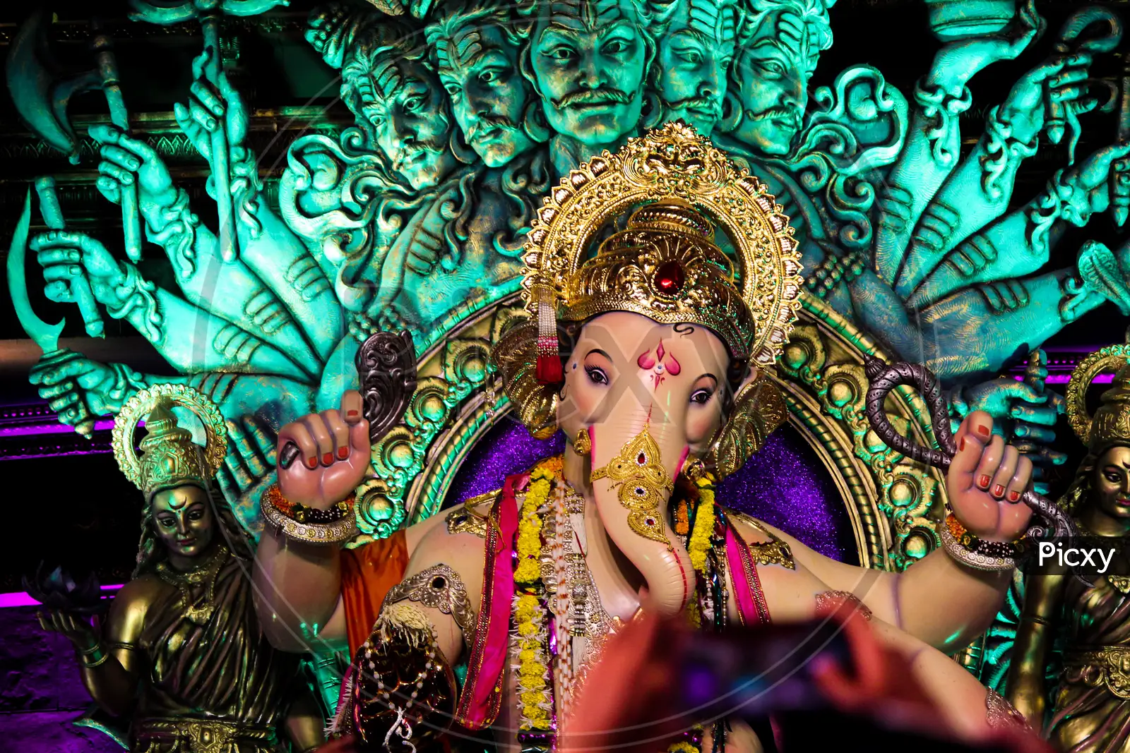 MMN 81389 : Lord Ganesh ganpati Festival close ups of face Elephant head  Lord ; pune ; Maharasthtra ; India Stock Photo - Alamy