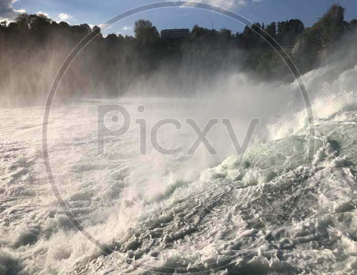 Splashing Water At The Incredible Rhine Falls In Switzerland 28.5.2021