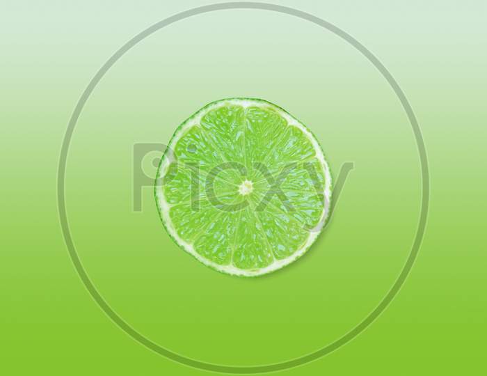 Lime Slice Over Matching Colour Background