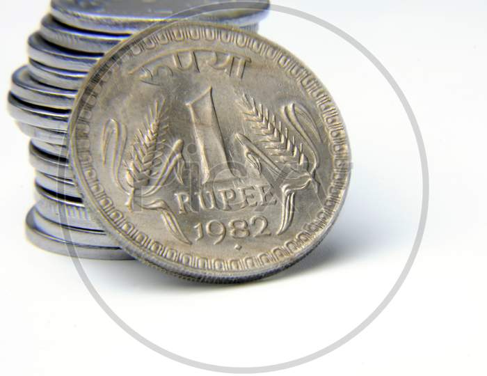 One Rupee Indian Coin, Indian Currency,Rupee Indian Currency,Money Concept.