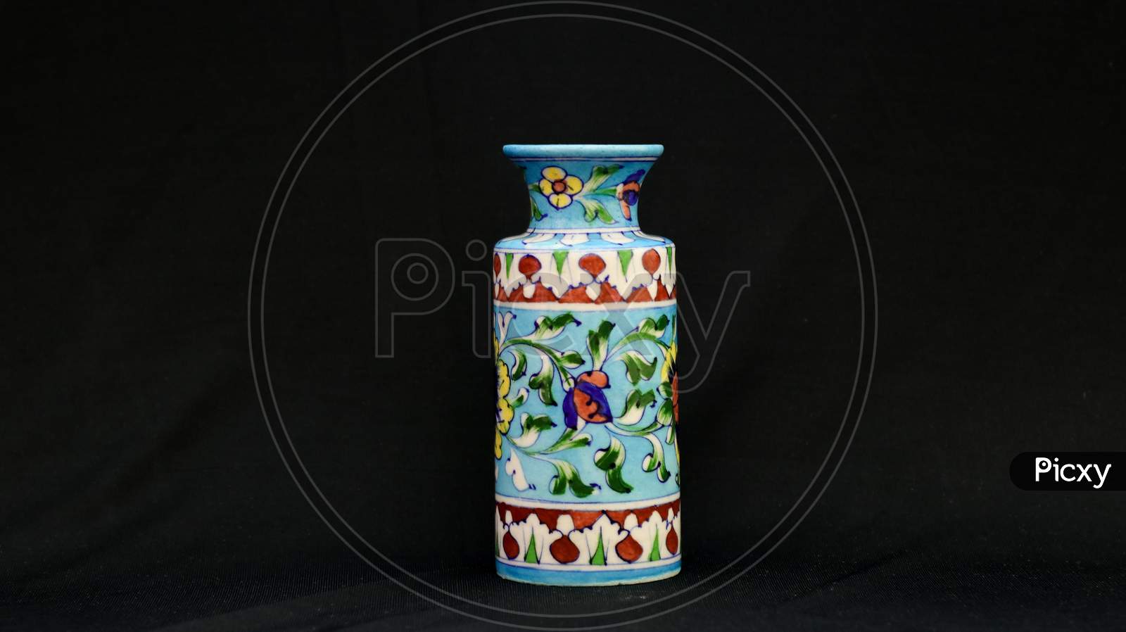 beautiful blue flower vase with floral pattern