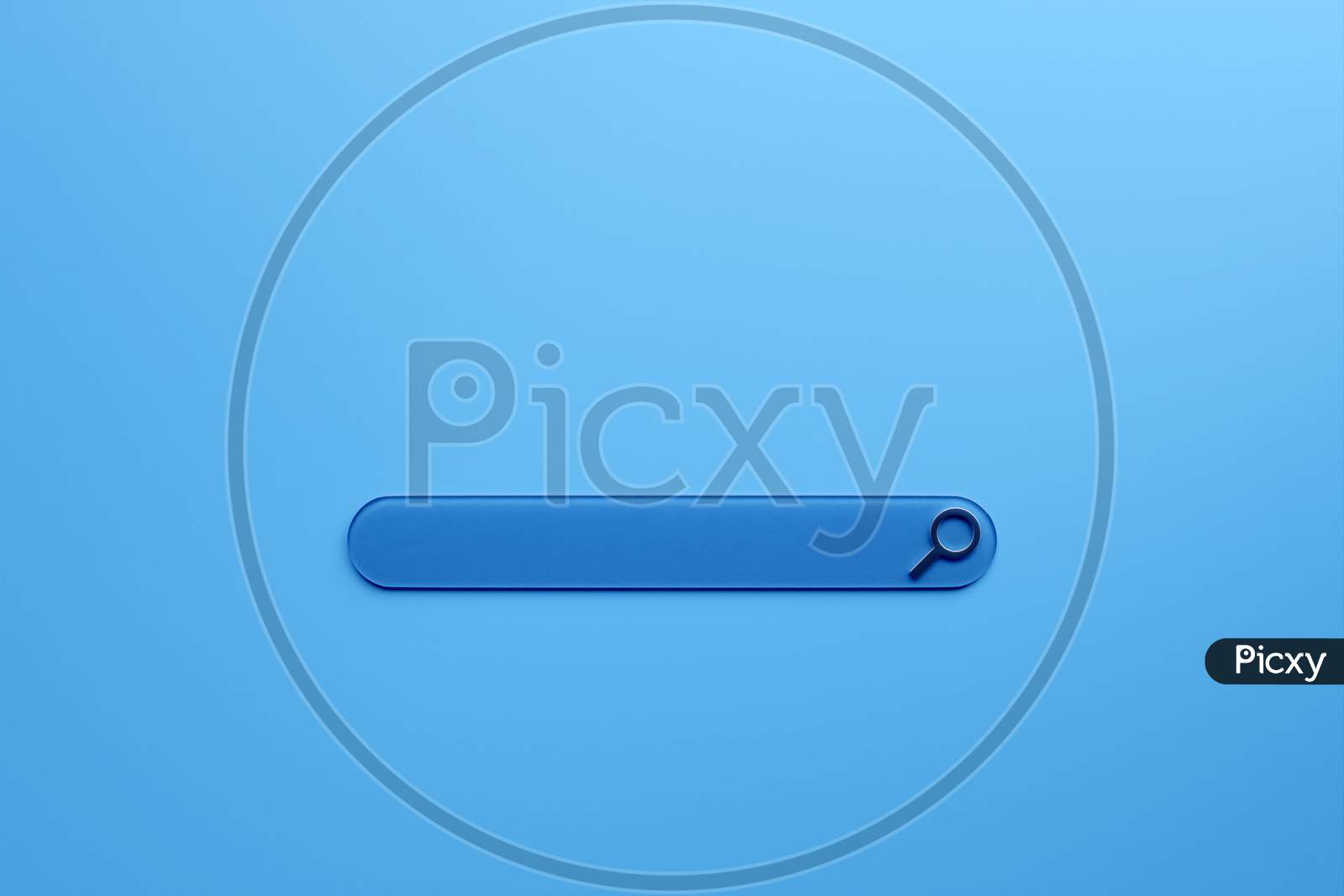3D Illustration Of An Internet Search Page On A Blue  Background. Search Bar  Icons