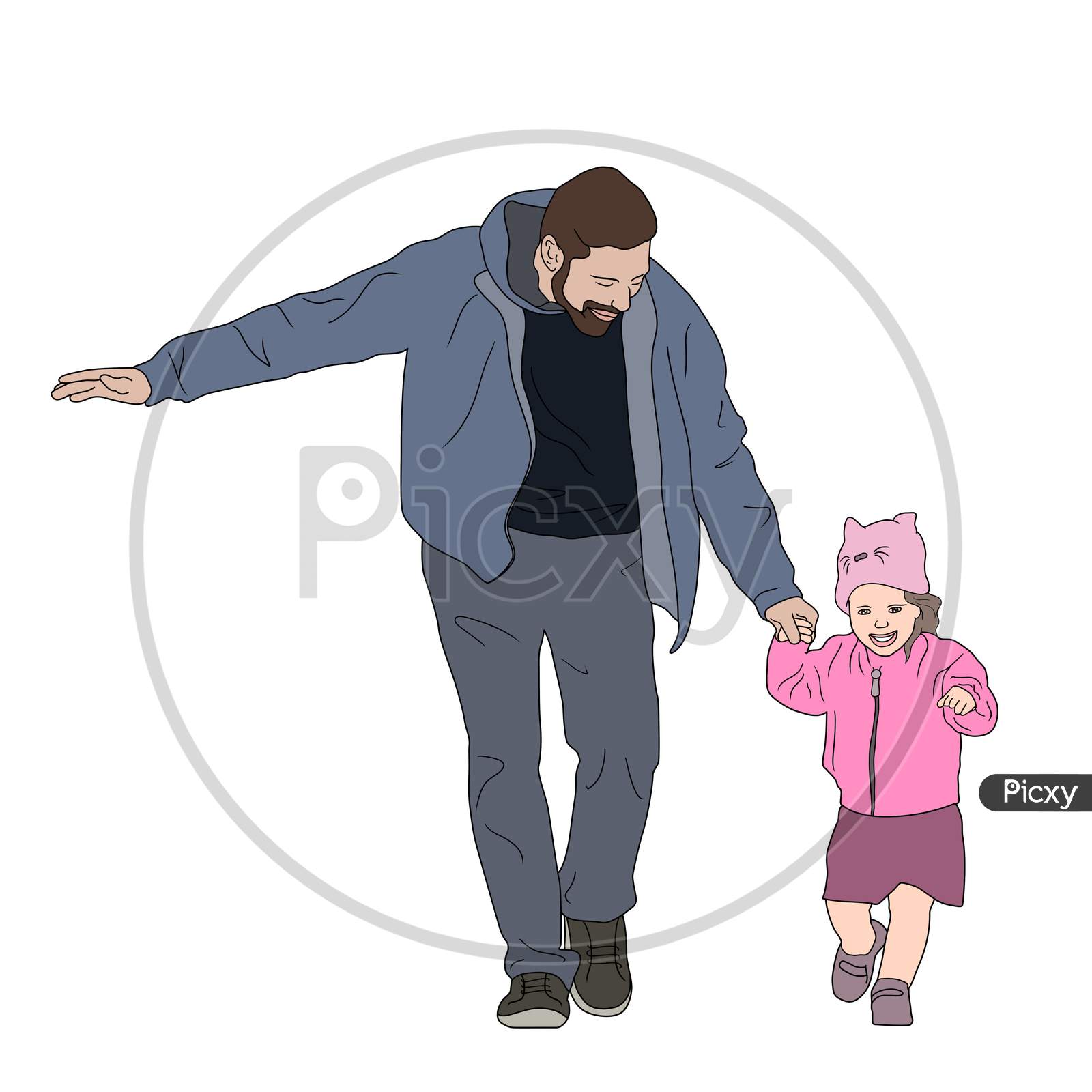 High Quality Illustration Of Father And Child Happy Moment.