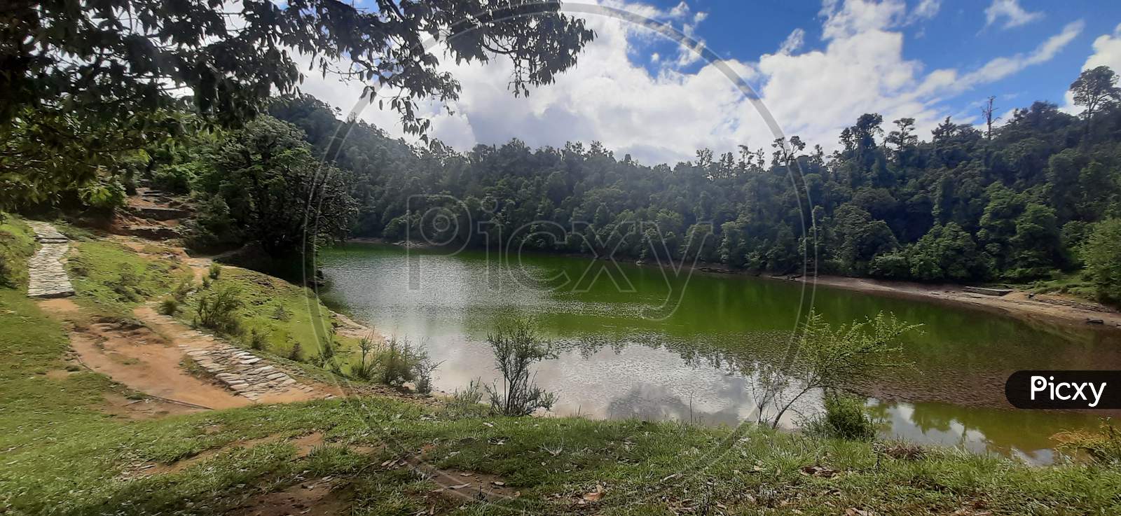 Lake surrounded by forest, deoriya tal (lake), uttarakhand tourism,