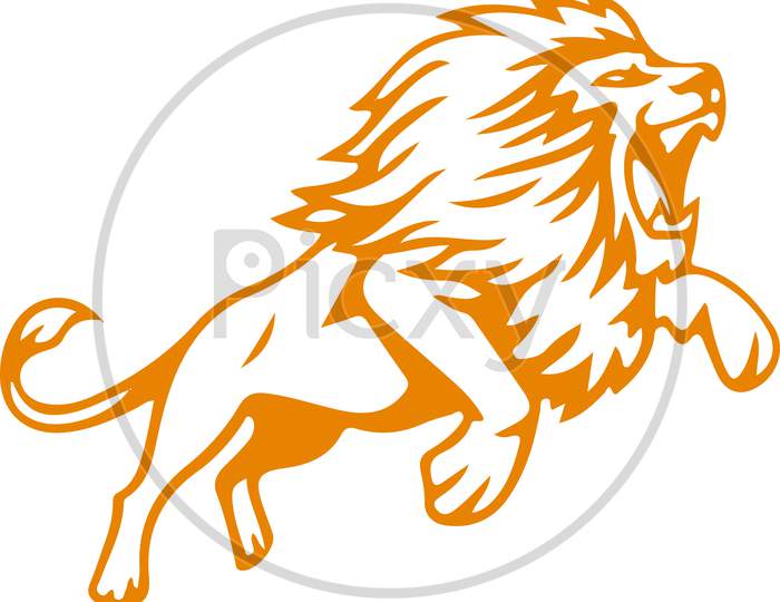 Premium Vector | Lion head outline illustration vector