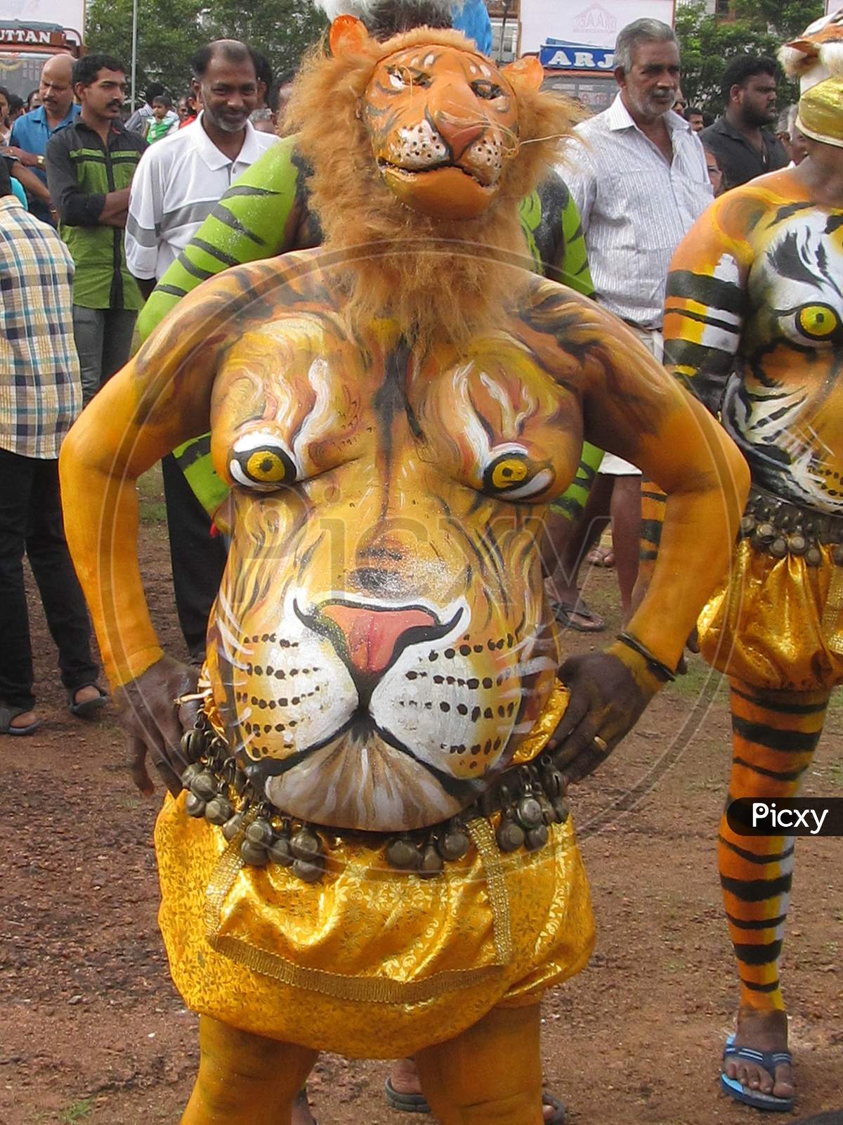 Pulikali / The Tiger dance of Kerala, India a close-up