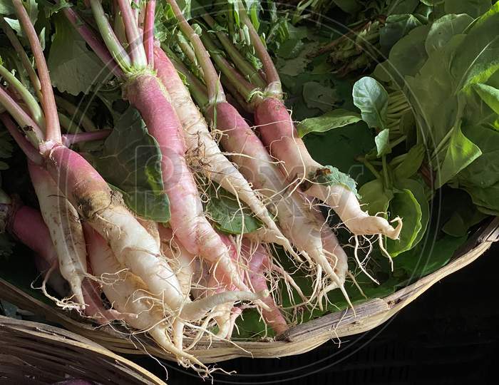 Fresh organic vegetables are selling in market