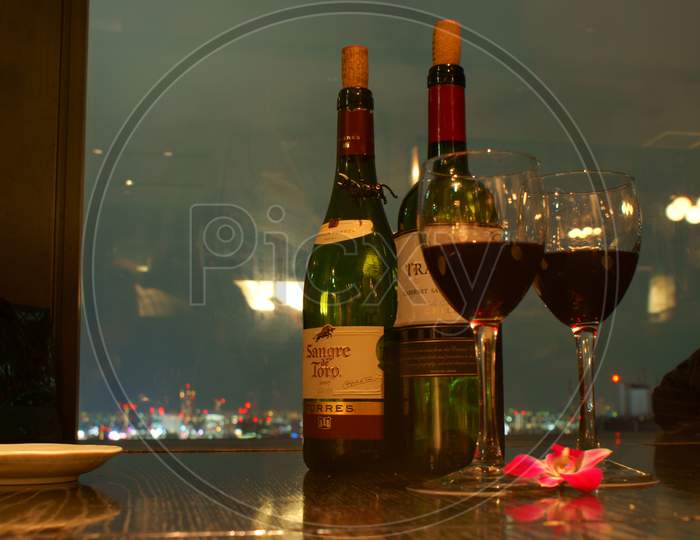 Wine And Night View