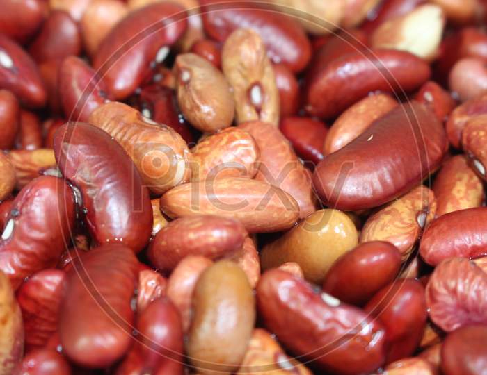 Closeup View Of Uncooked Red Kidney Beans