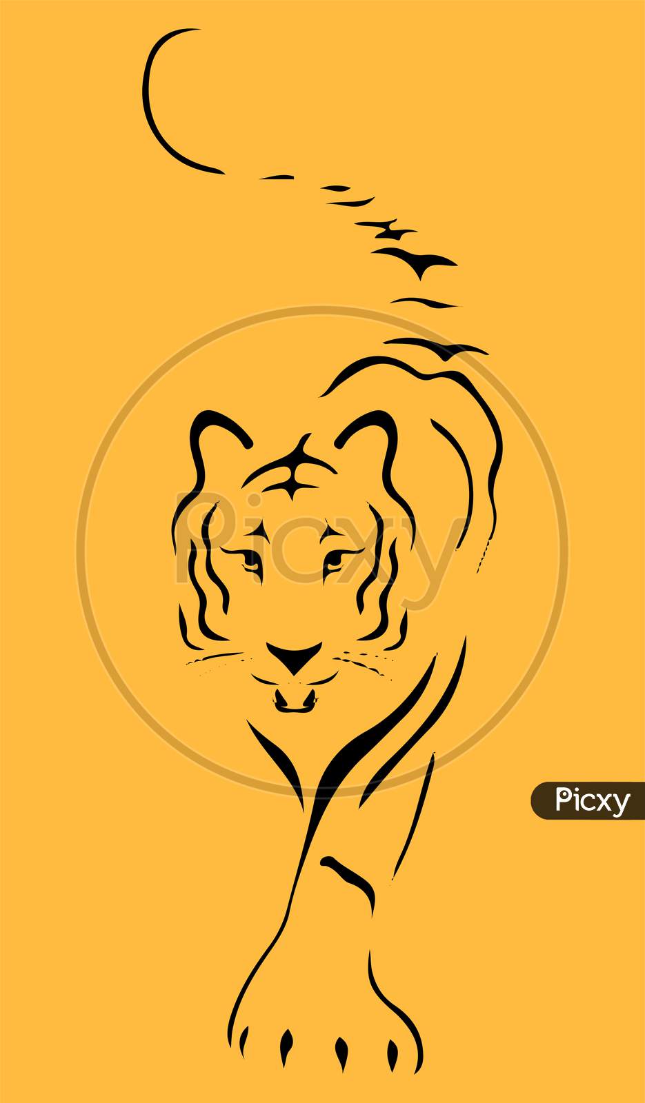 Image of Sketch Of Indian Tiger Outline Editable Illustration-SW177826