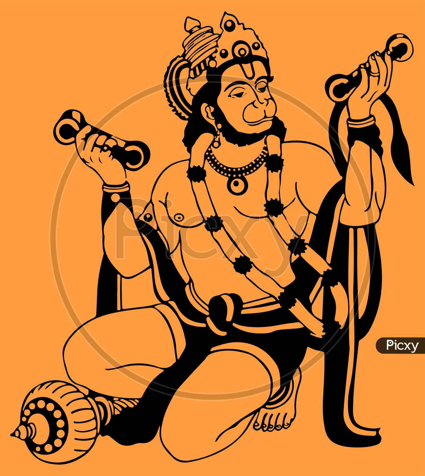 Hanuman Dada, Drawing by Hiten Mistry | Artmajeur