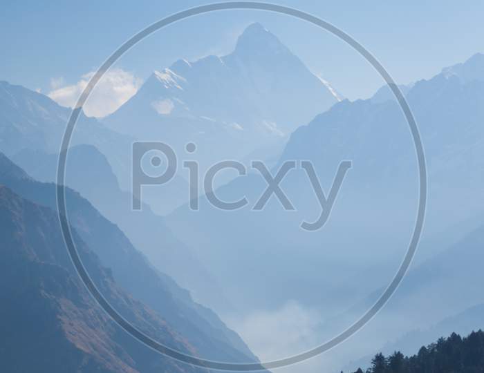 View Of Nanda Devi Peak On A Bright Sunny Day