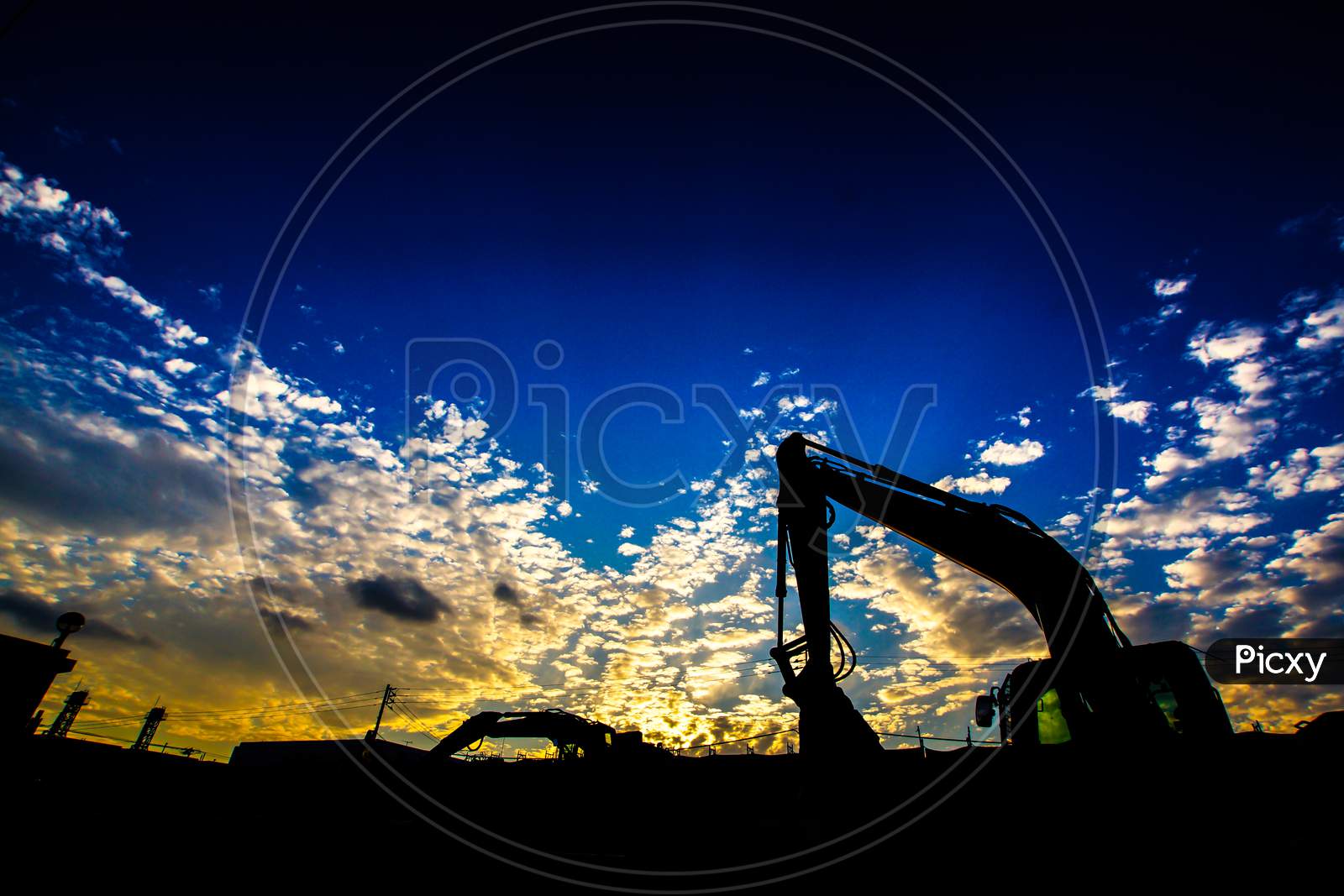 Of The Shovel Car Silhouette And Sunset