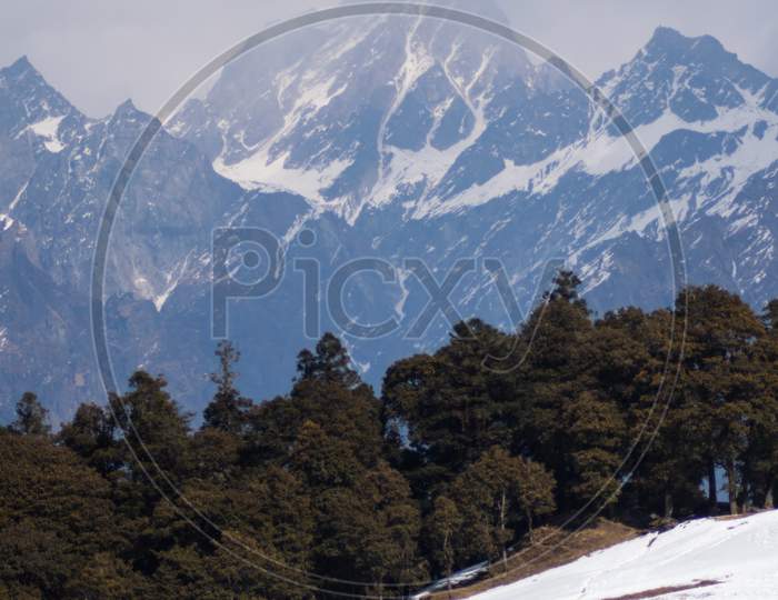 Snow Covered Himalayan Peaks On A Bright Sunny Day