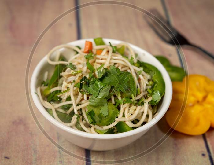 Tasty Noodles With Coriander And Vegetables