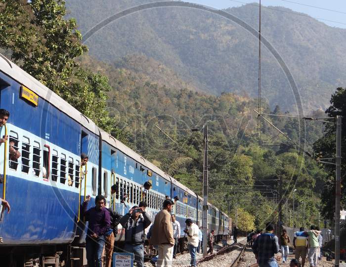 photo of train in hill station