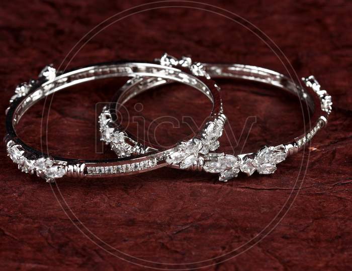 Diamond Bracelet On Textured Background, Diamond Jewellery, Diamond Bangles,Diamond Jewelry