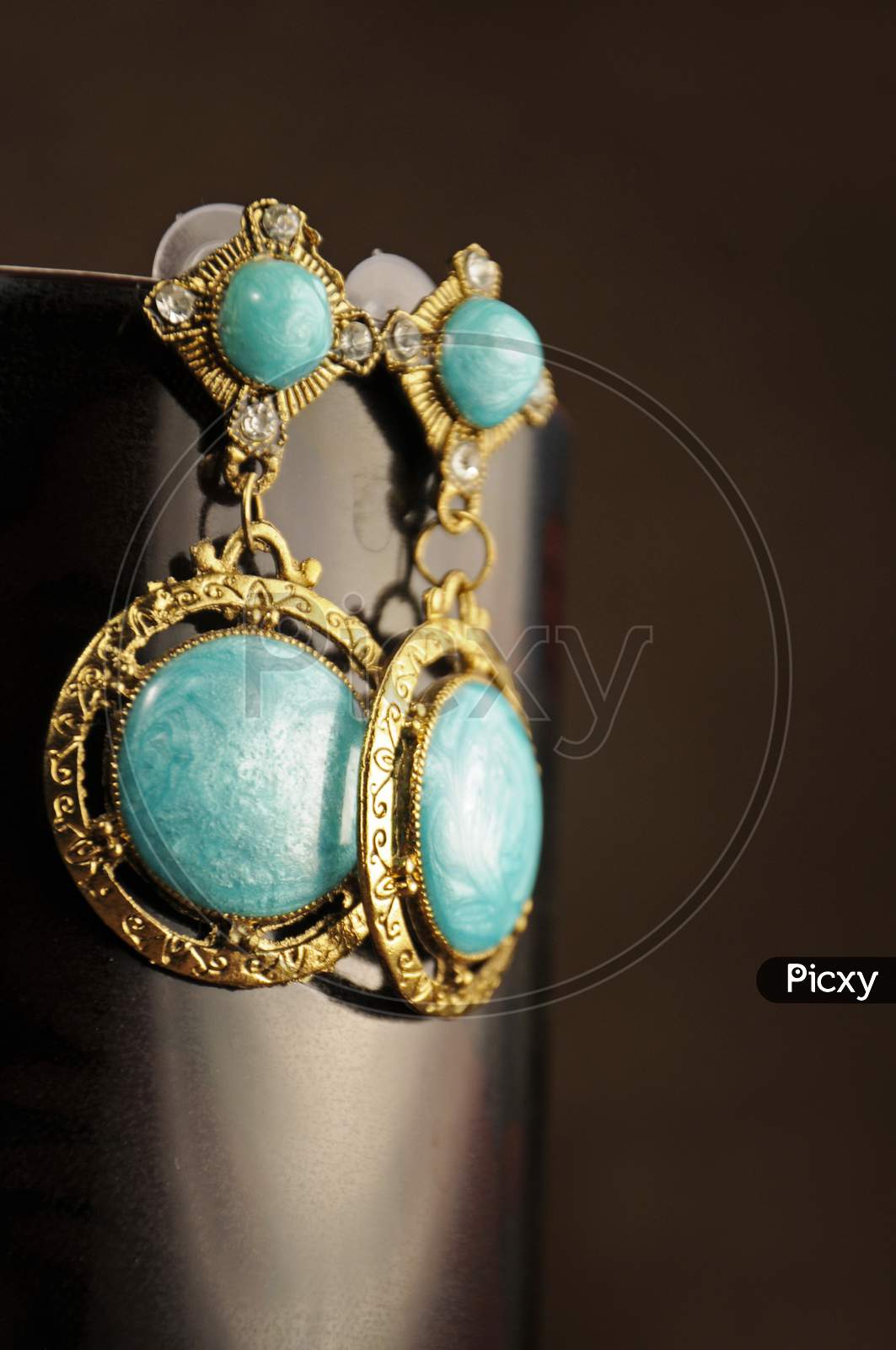 Handmade Indian  Turquoise Gold Earrings, Indian Traditional Jewelry